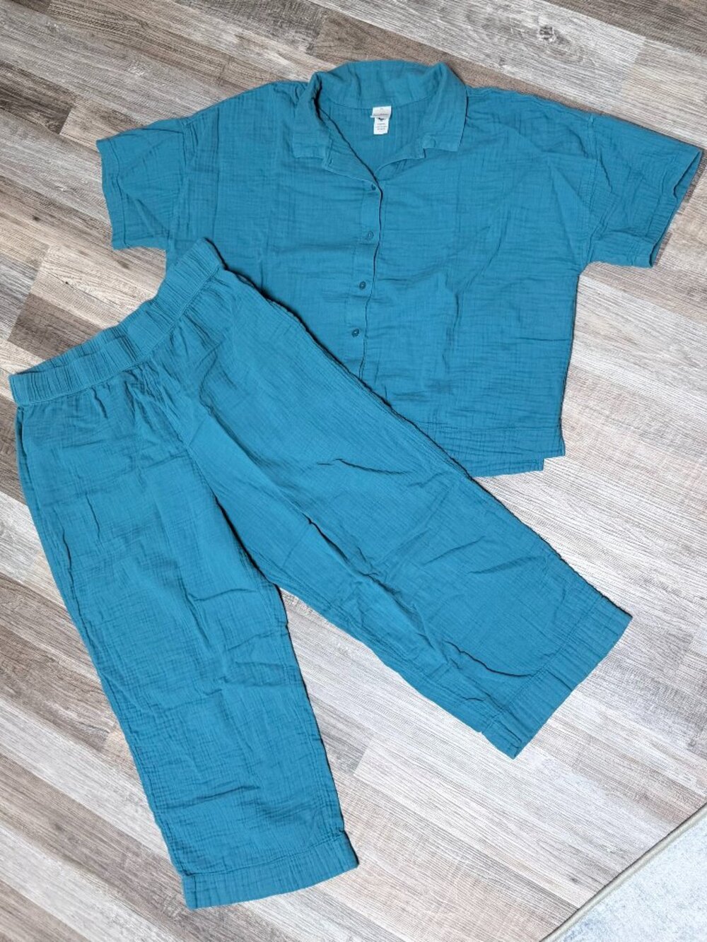 Hanna Andersson organic cotton gauze pajama set, XL / XXL - teal